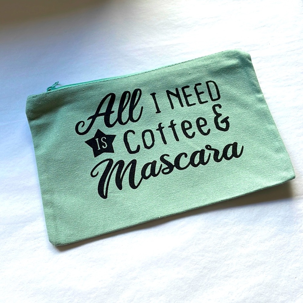 Green and black  cosmetic makeup bag‎ zipper closure lightweight canvas N…